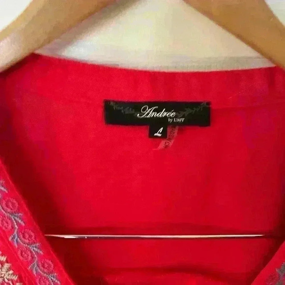 Andree by Unit Colorfully Embroidered 3/4 Sleeve Relaxed Fit Tunic, size Large - Picture 4 of 4